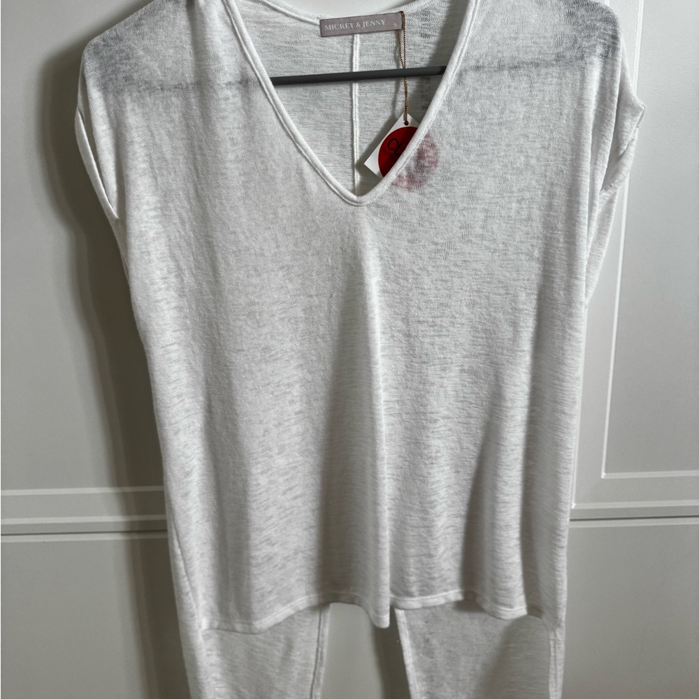 White V-Neck Women's Top